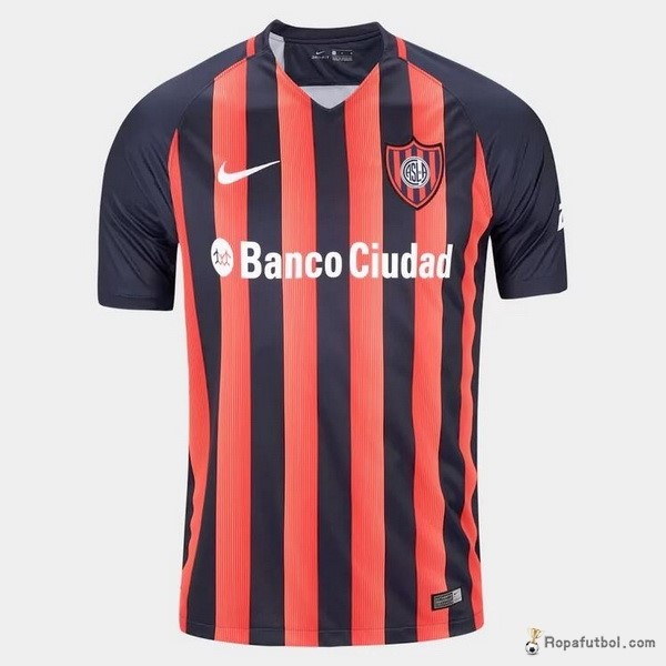 Camiseta San Lorenzo de Almagro Replica Primera Ropa 2017/18 Azul Naranja